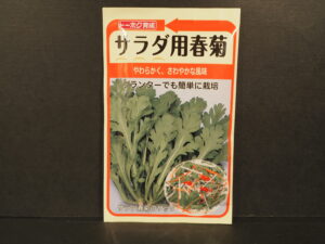 シュンギクの種袋：「サラダ用春菊」の写真です。